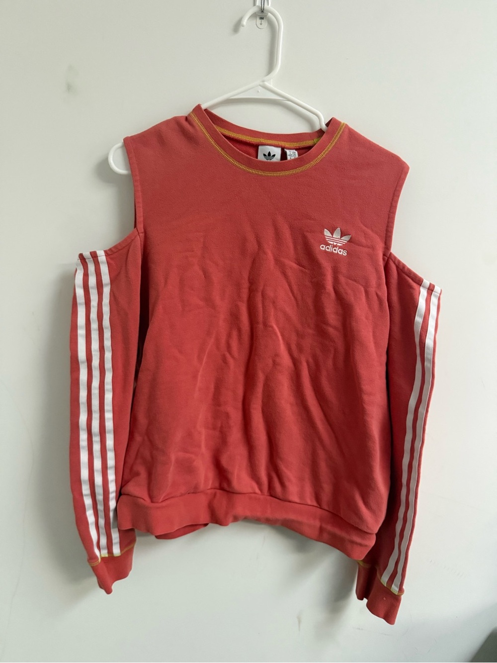 adidas Coral Crewneck Sweatshirt with Yellow Stitching